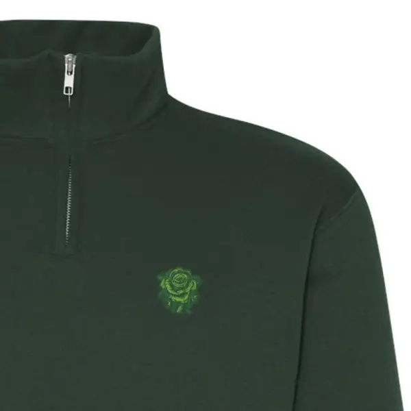 Boston Scally The Irish Rose 1/4 Zip-Up Pullover - Forest Green