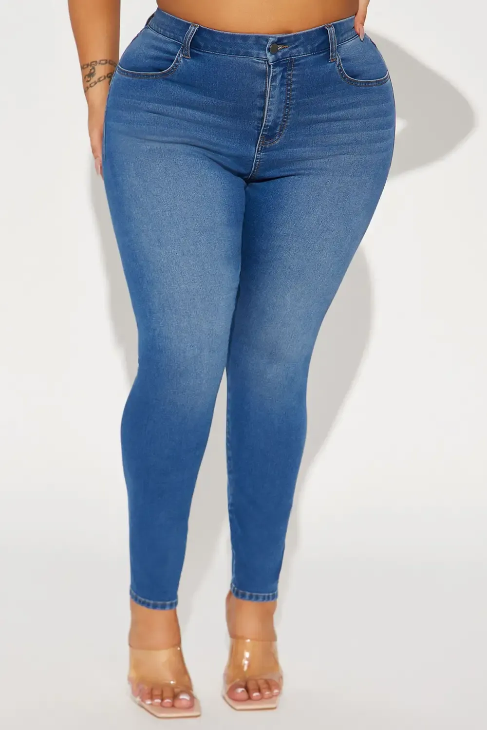 So Seamless Stretch Skinny Jeans - Medium Blue Wash
