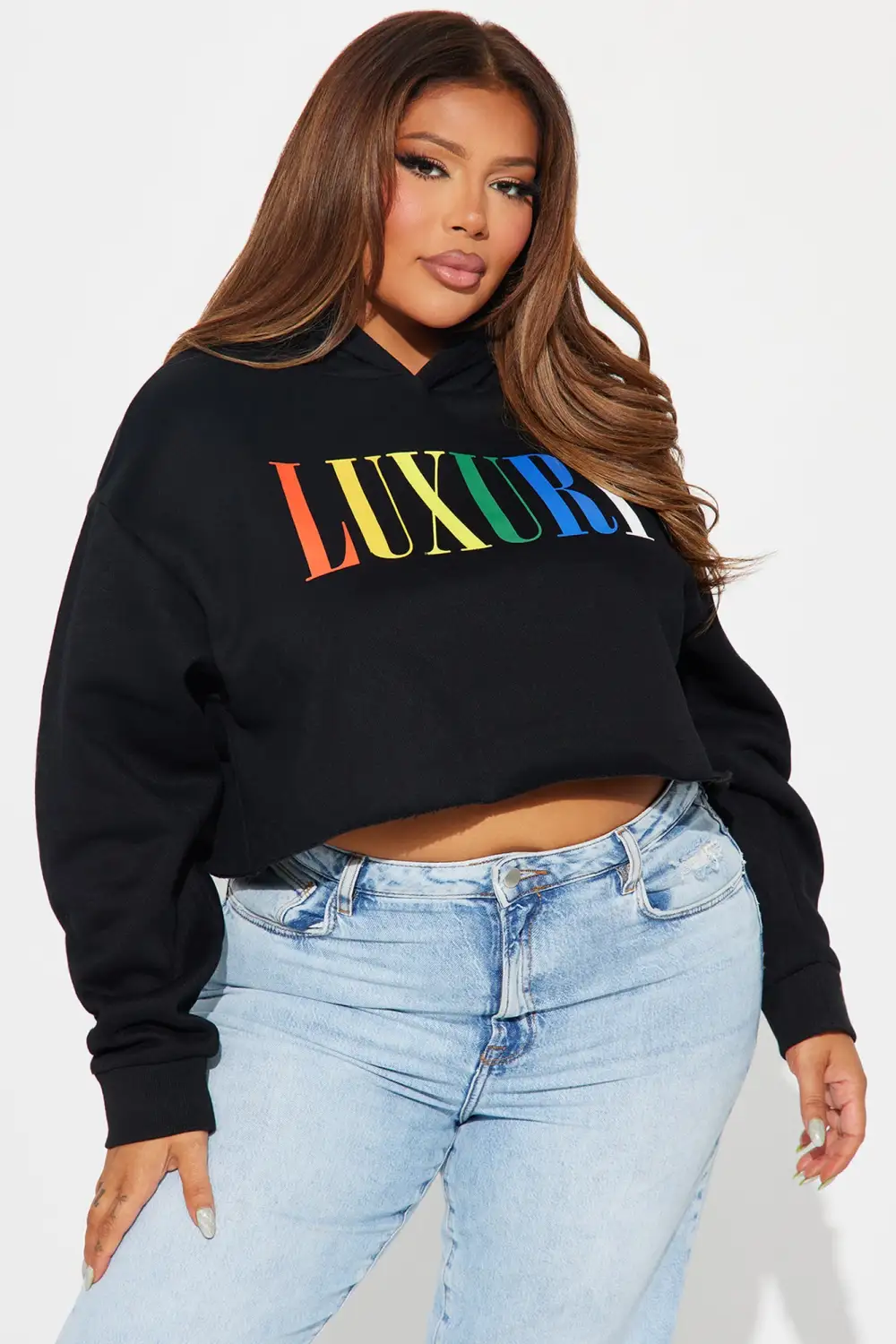 Luxury Cropped Hoodie - Black