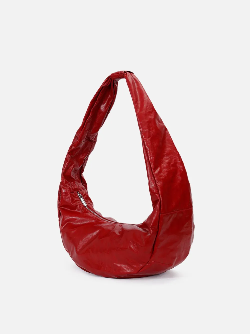 Red Faux Leather Diagonal Bag