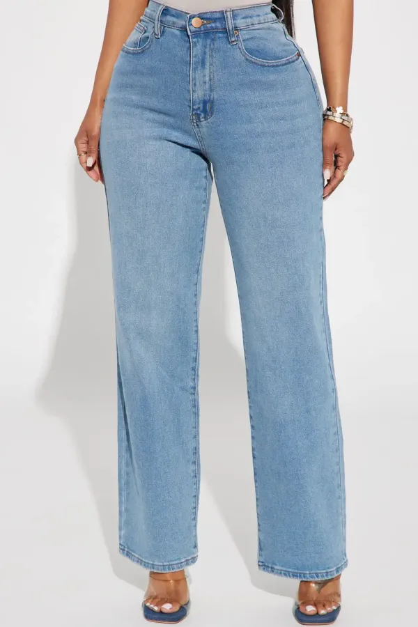Classic 90s Low Stretch Straight Leg Jeans - Vintage Blue Wash