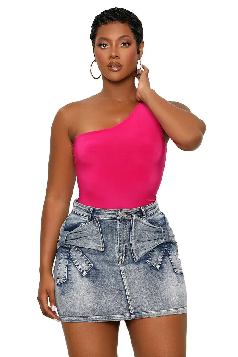 Bow Tie Mini Denim Skirt