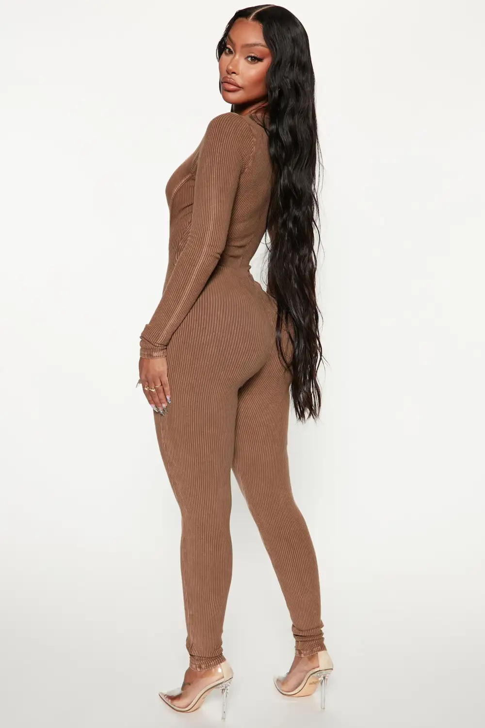 Chicago Ribbed Jumpsuit - Brown
