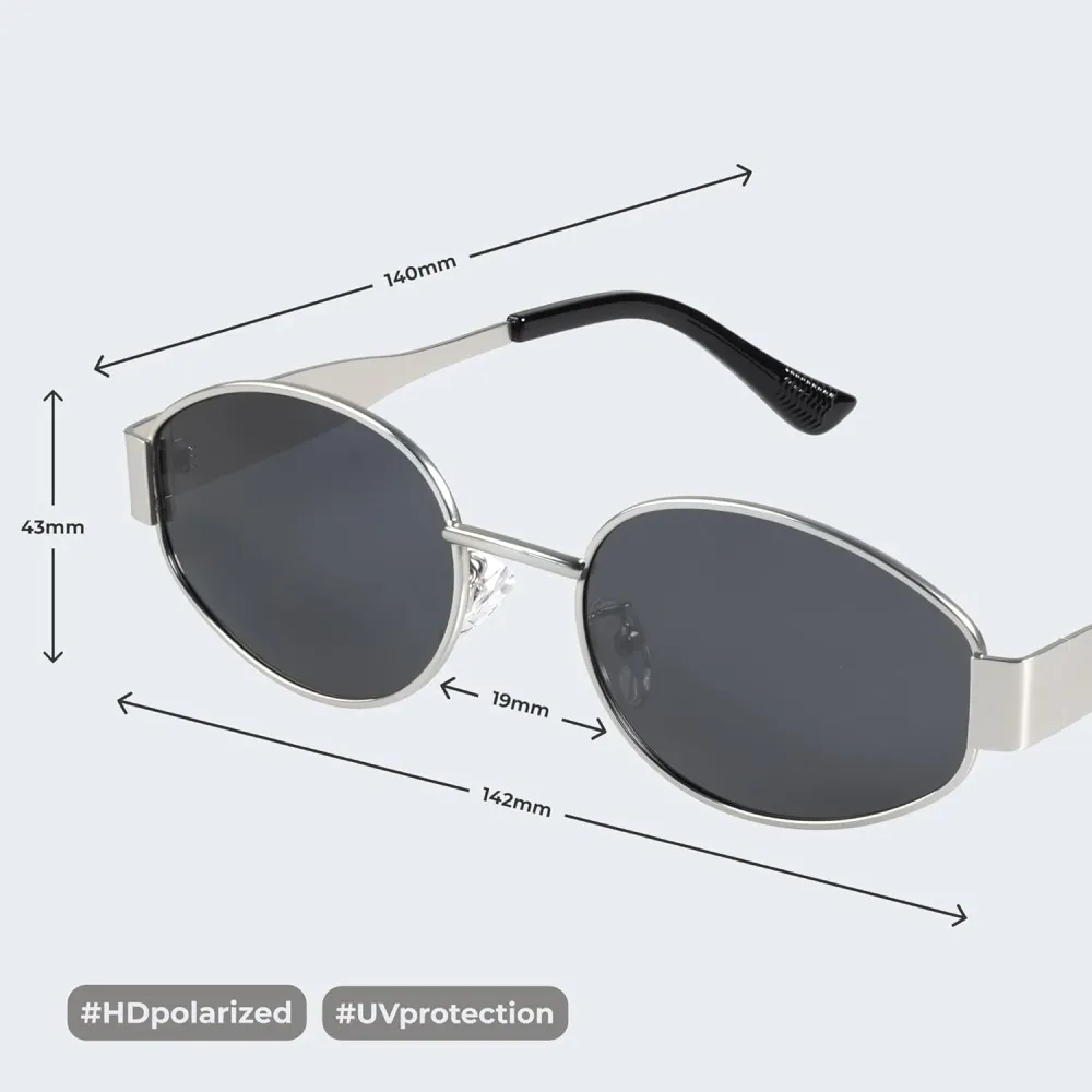 livho 2025 Trendy Oval Sunglasses - Stylish Polarized Shades for Everyday - Retro Metal Frames, Gold/Silver/Black