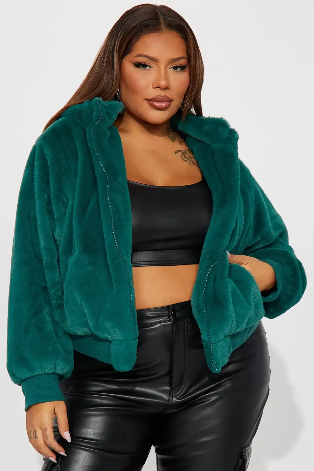 Warm Cuddles Faux Fur Jacket - Emerald