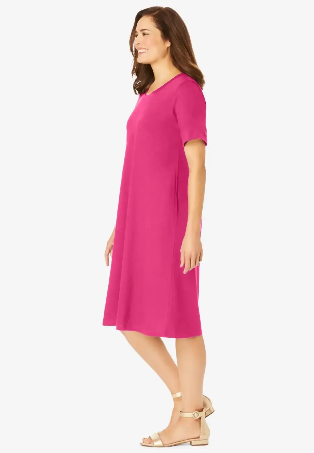 Perfect Short-Sleeve Crewneck Tee Dress