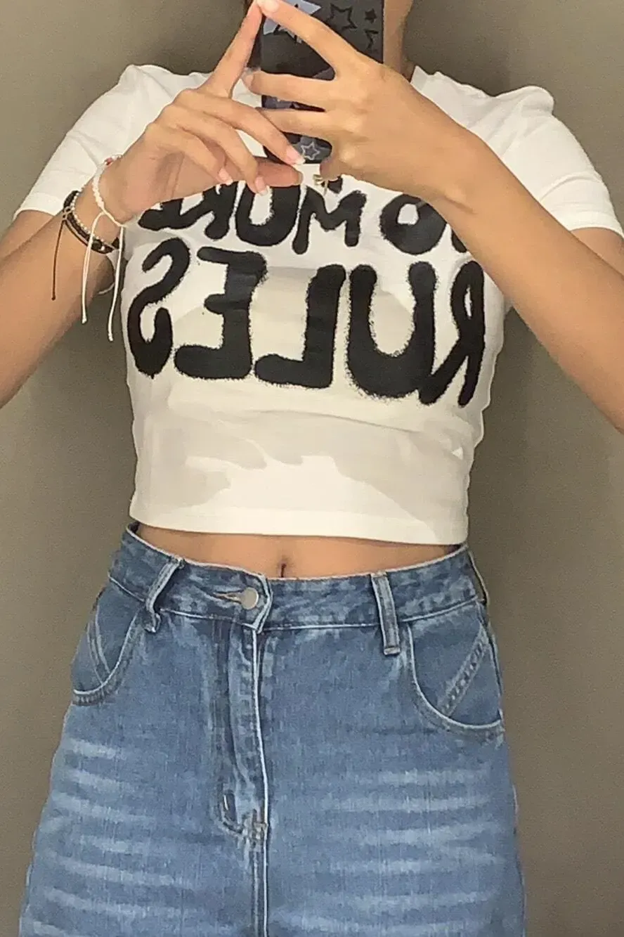 Ladies casual simple letter short sleeve T-shirt