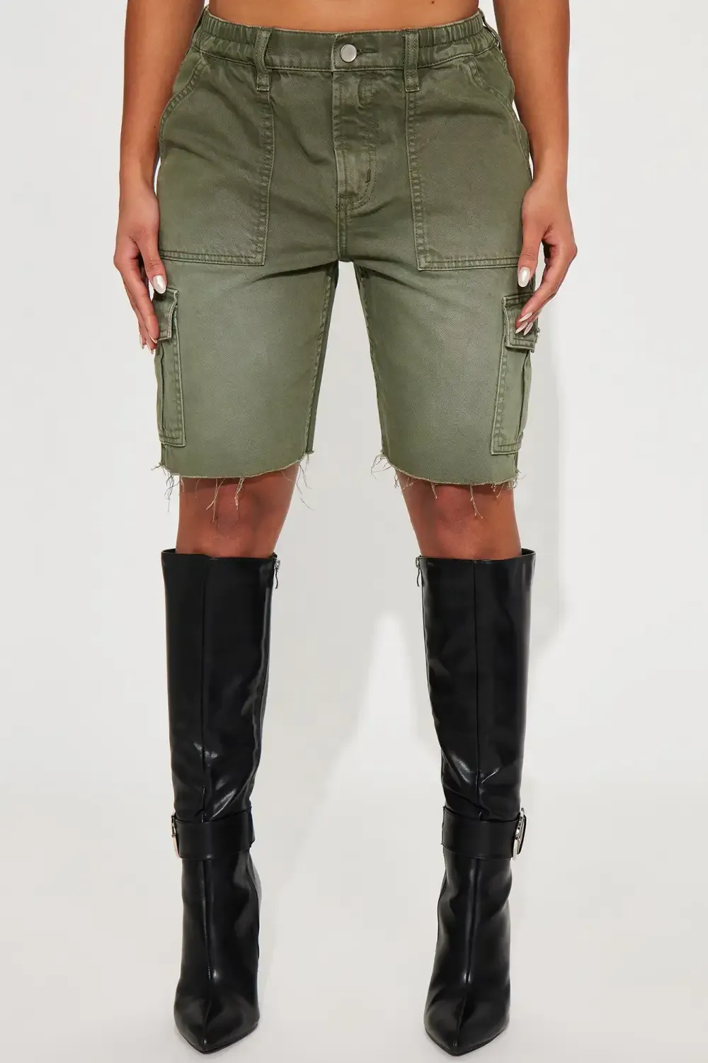 Wavelengths Cargo Denim Shorts - Olive