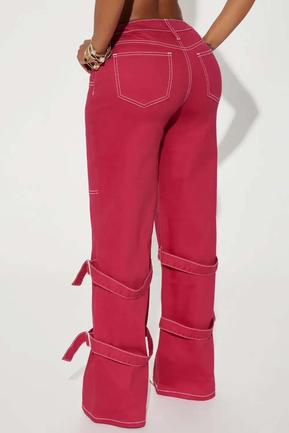 In My Memories Stretch Straight Leg Jeans - Raspberry