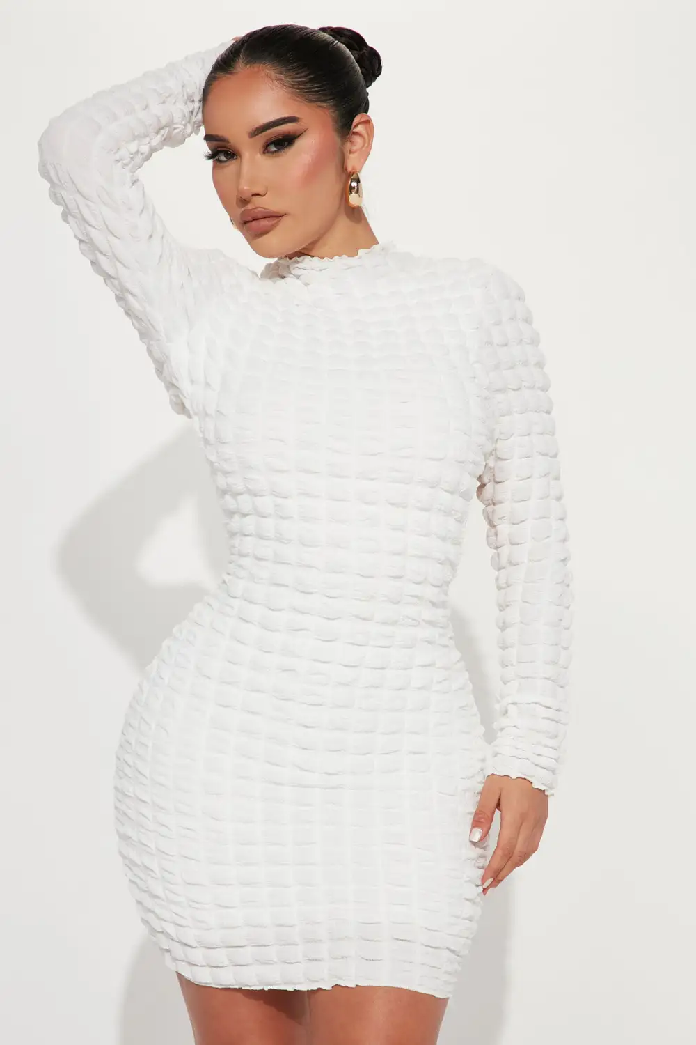 Tia Bubble Mini Dress - White