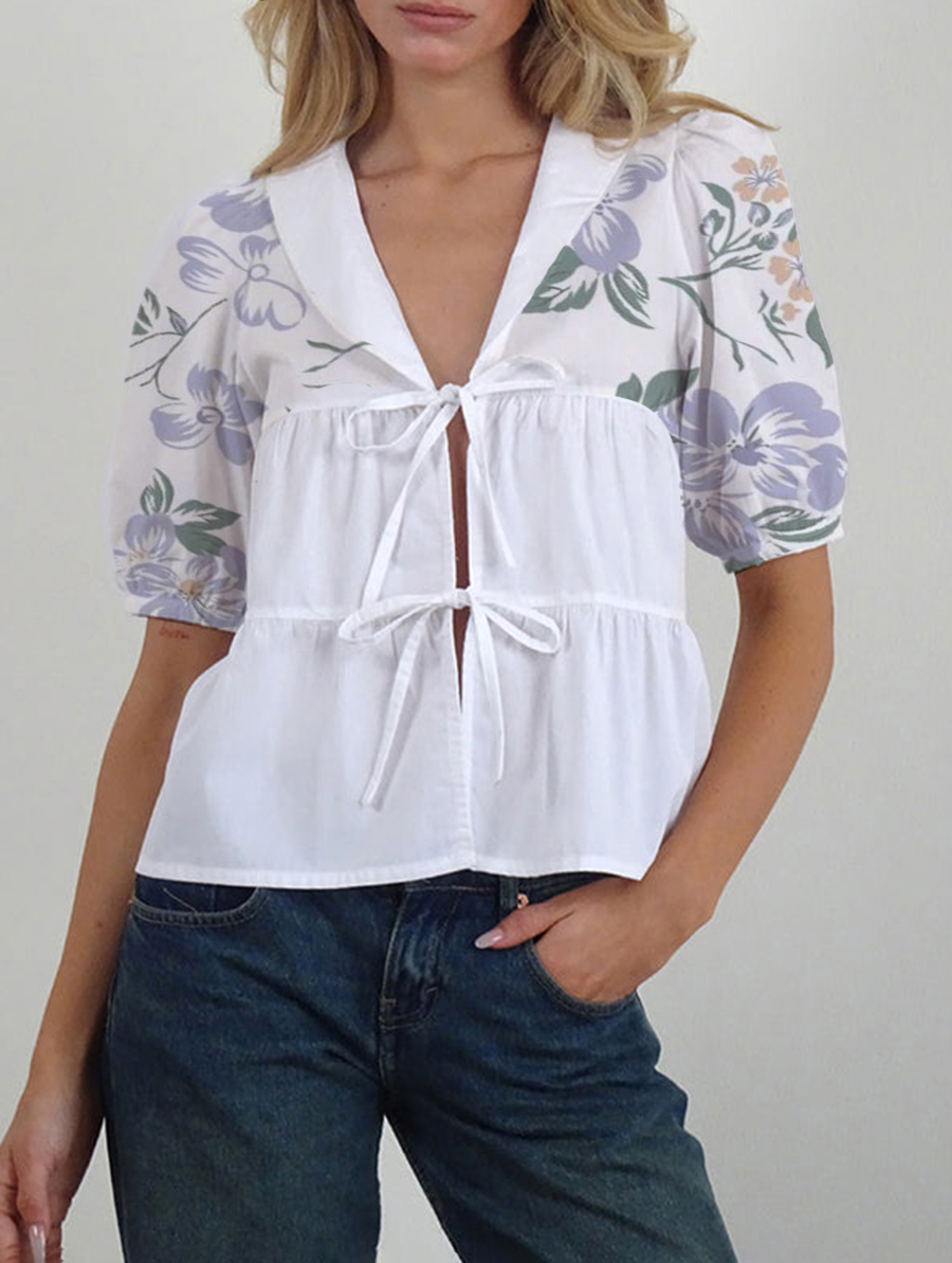 Puff Sleeve Shirt In Poplin White