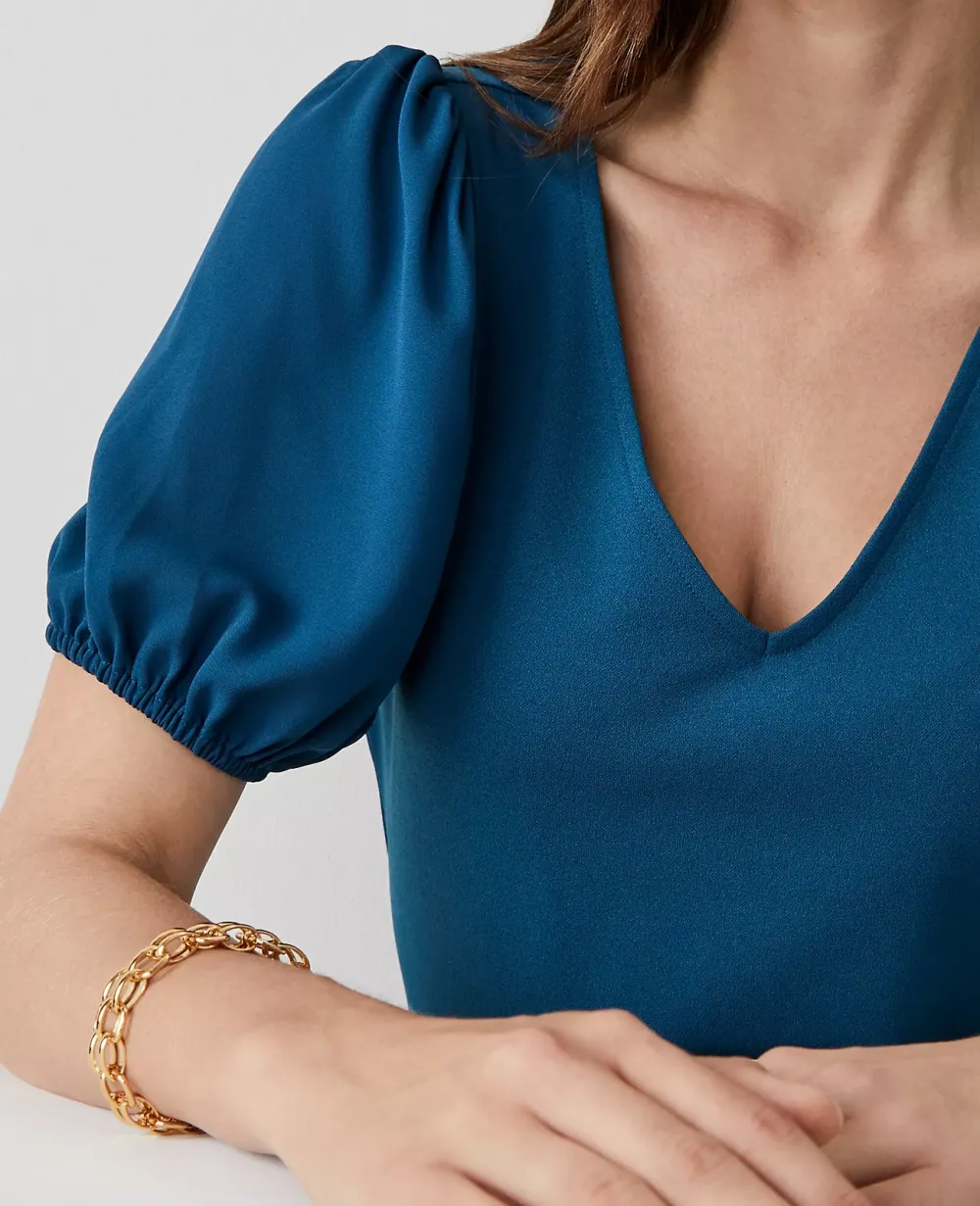 Puff Sleeve V-Neck Top