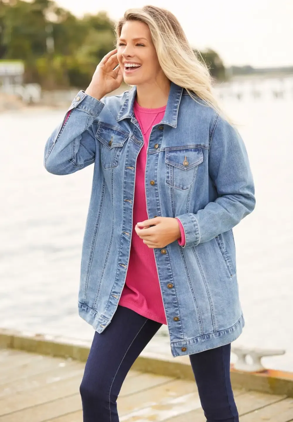 Long Stretch Denim Jacket
