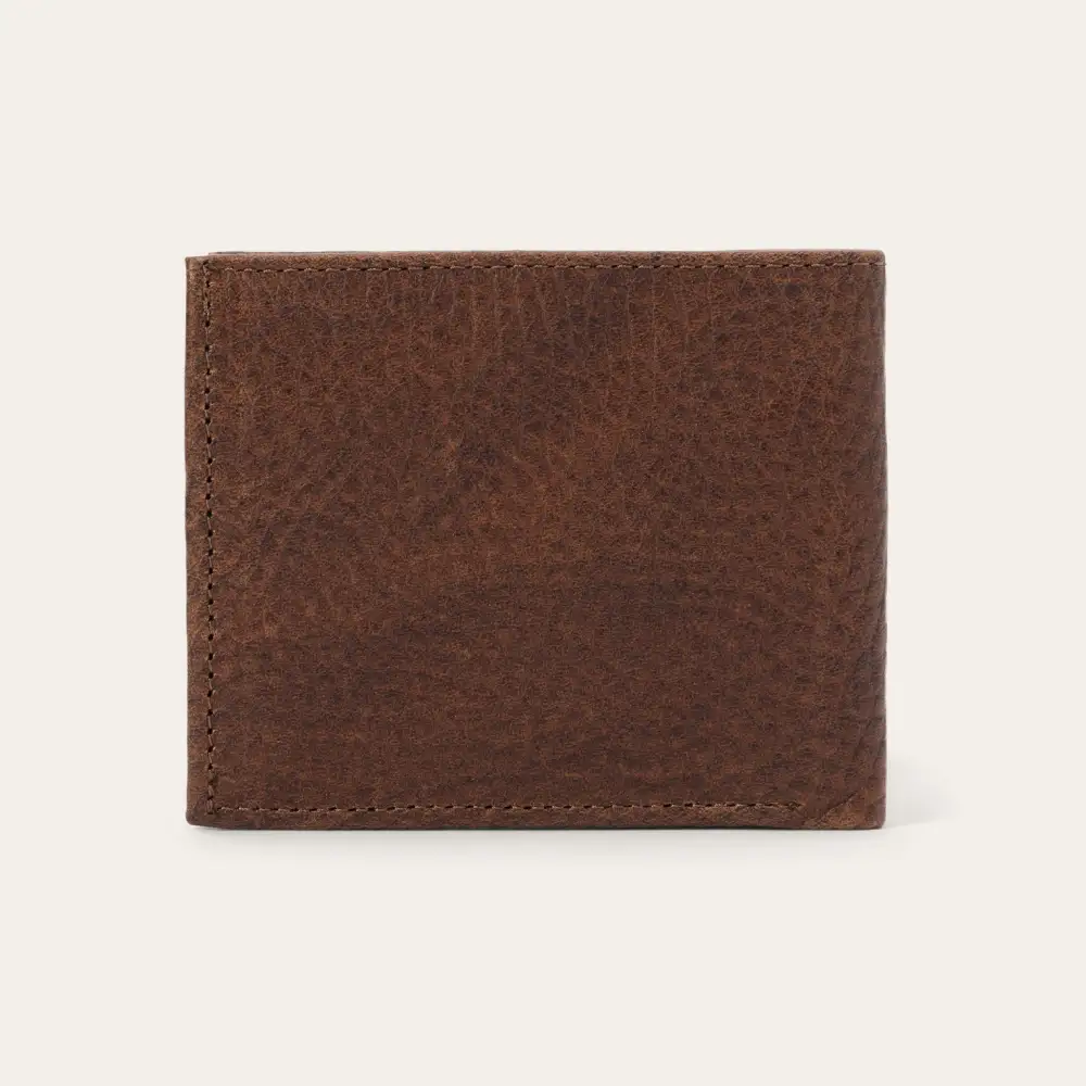 Bison Leather Stetson Rivet Bi-Fold Wallet