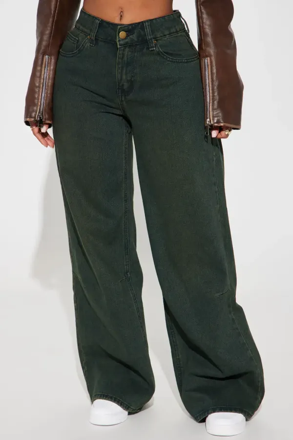 Most Delightful Baggy Jeans - Olive