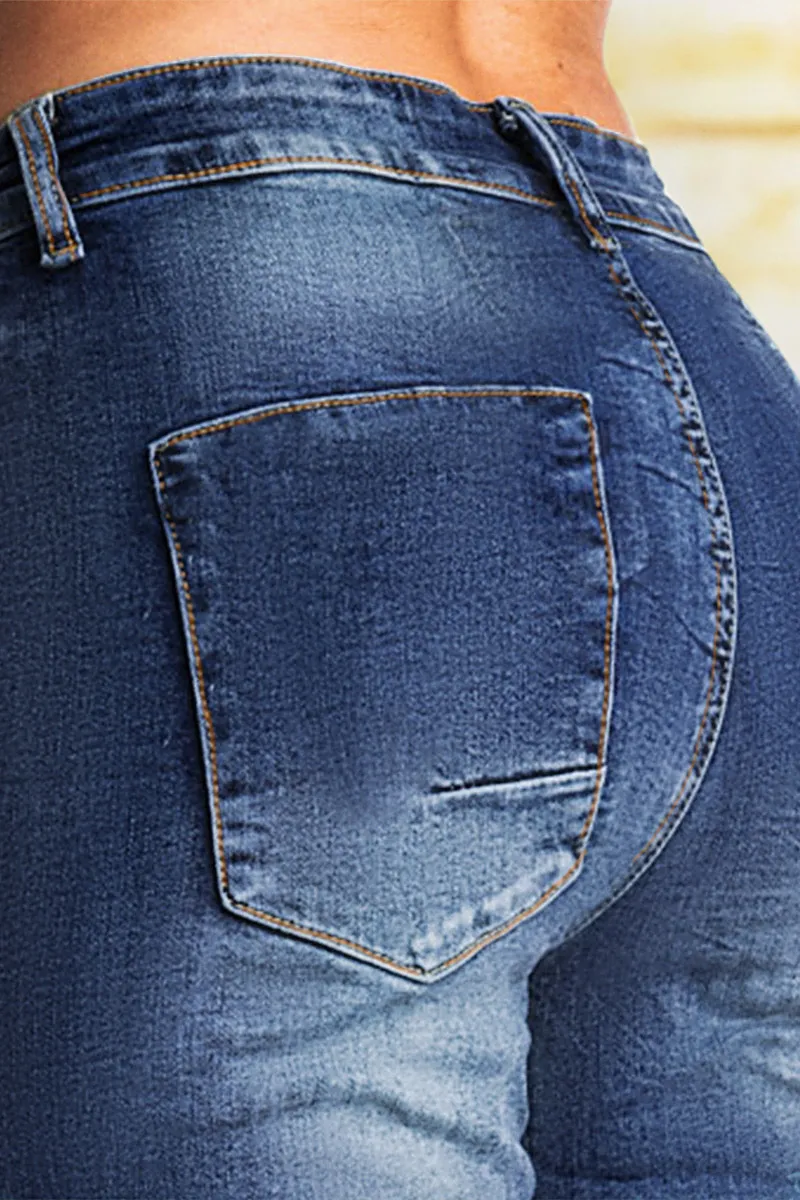 Wash Button Up Roll Hem High Waist Denim Mid Thigh Shorts