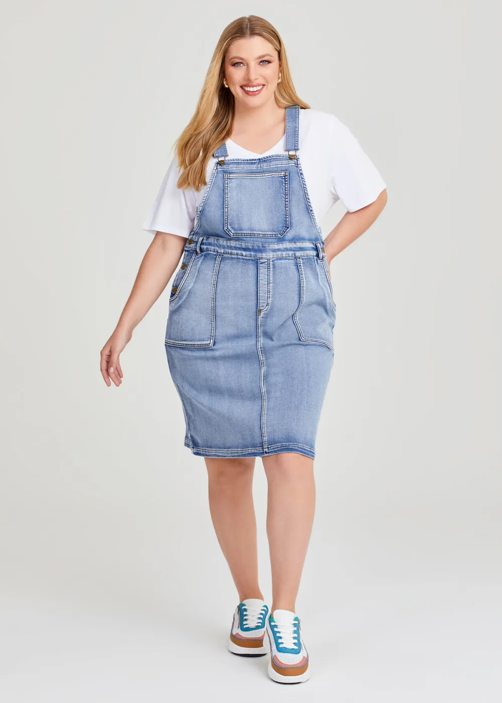 Cotton Blend Pinafore Dress