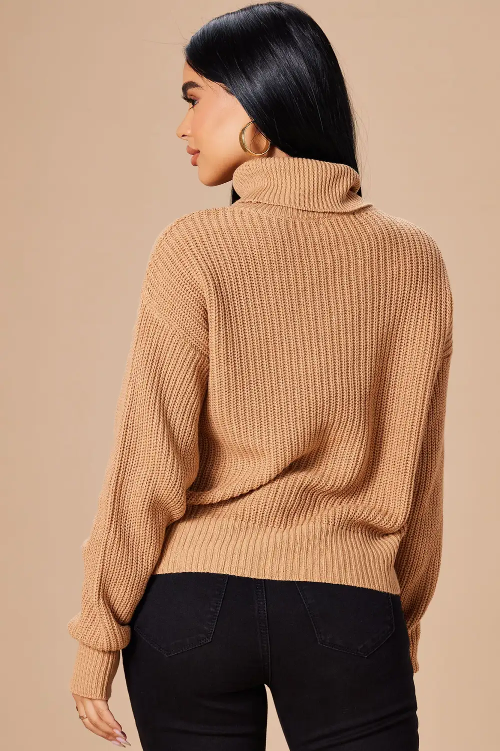 Roll With The Flow Turtleneck Sweater - Camel