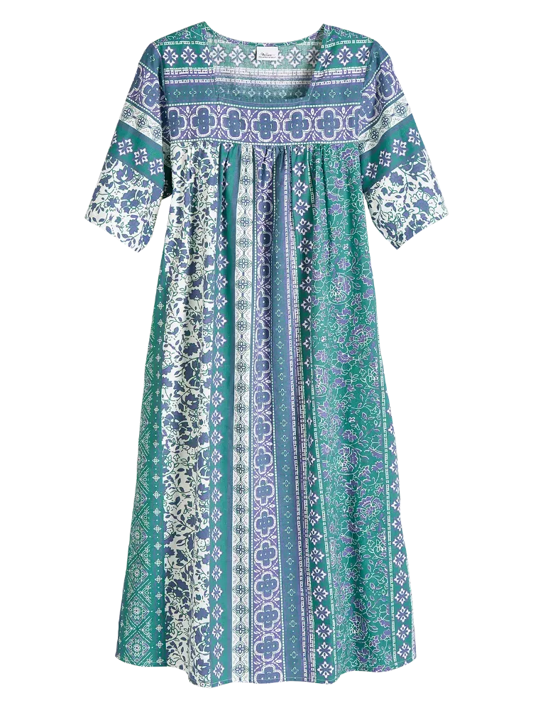 Vertical-Print Cotton Muumuu