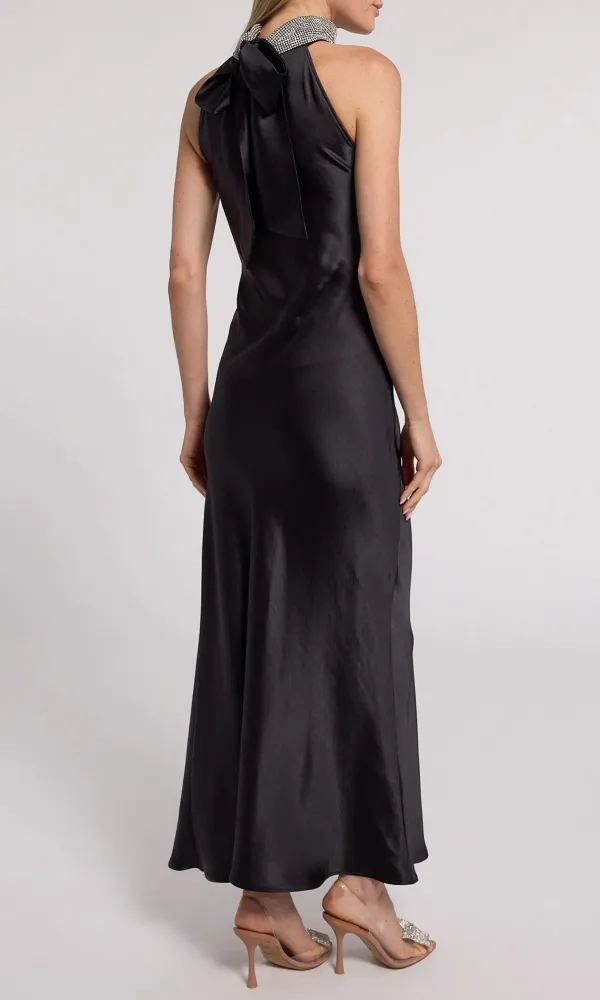 Riella Crystal Halter Maxi Dress