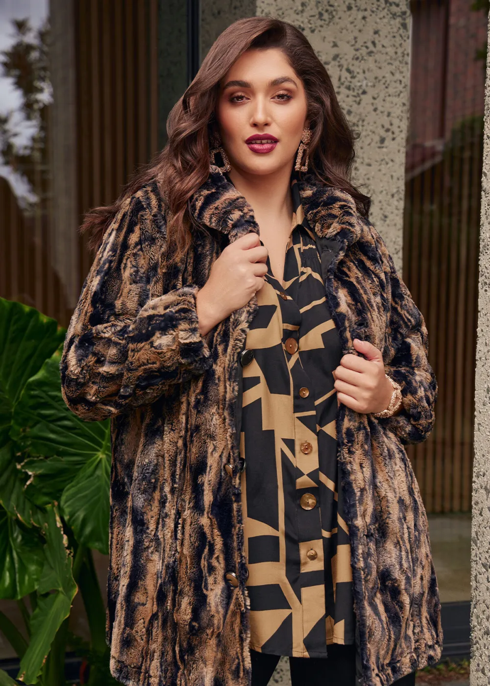Faux Fur Reversible Spot Coat