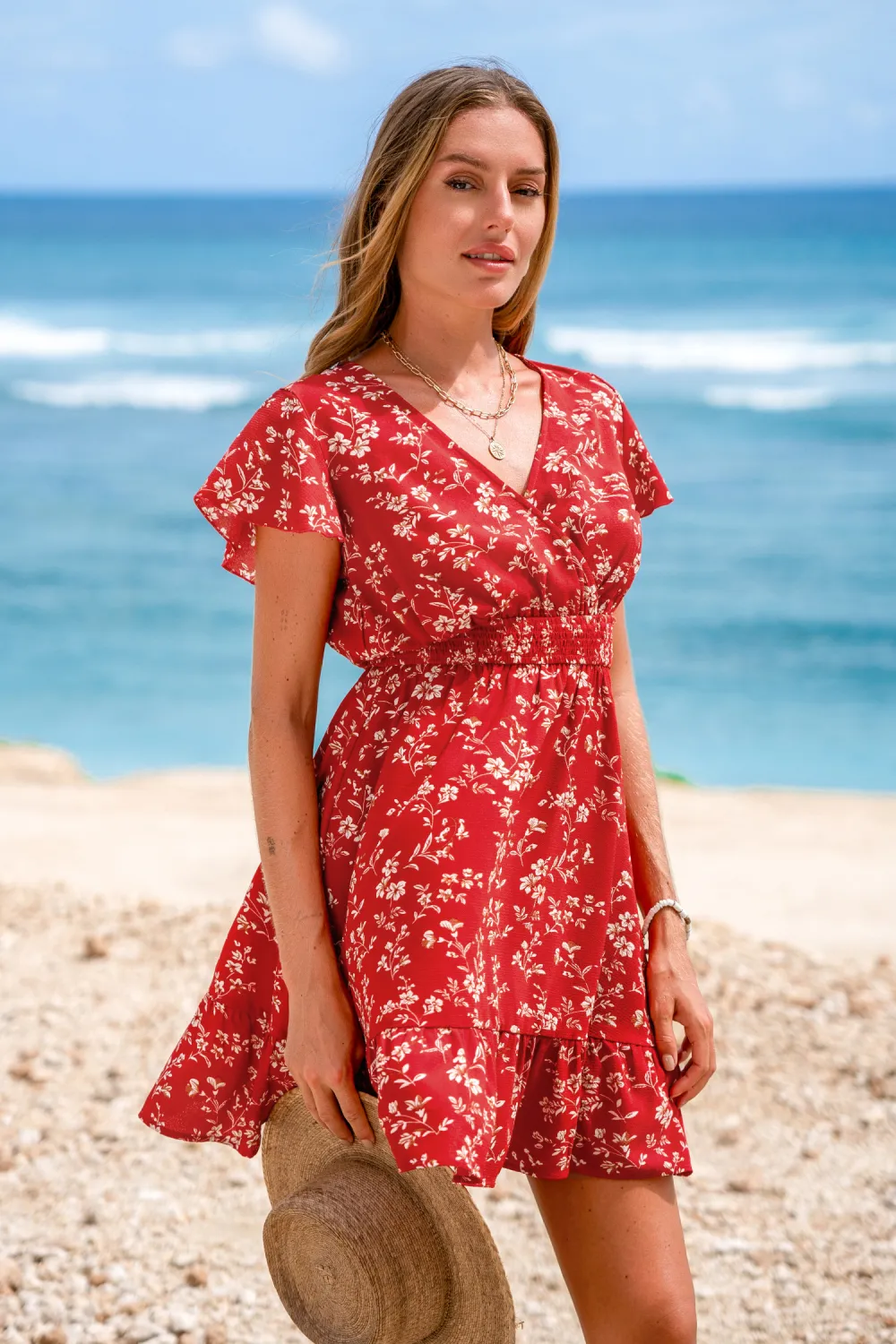 Crimson Petals Floral Mini Dress