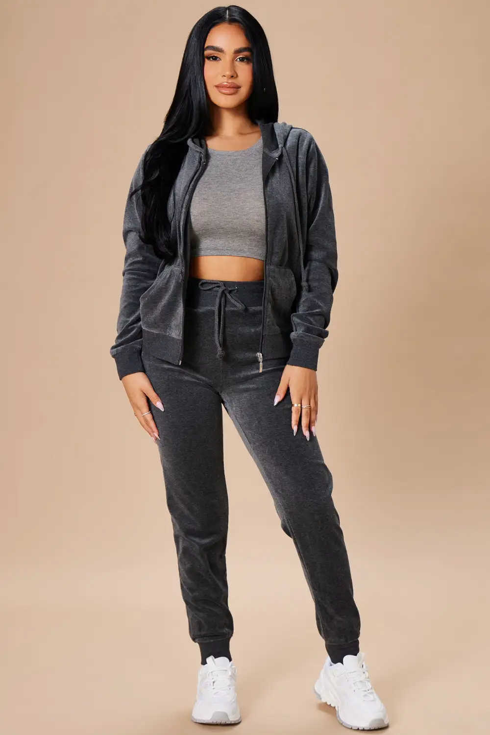 The Original Trendsetter Velour Set - Charcoal