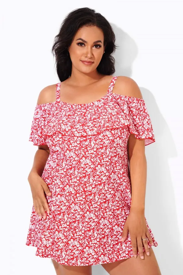 Solid Black Adjustable Straps Women Swimdress