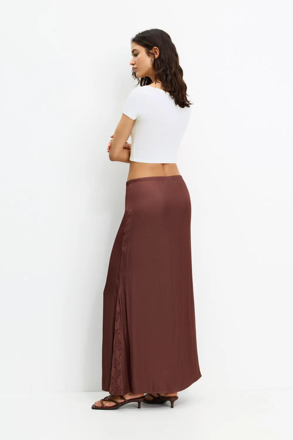 Cropped polyamide T-shirt