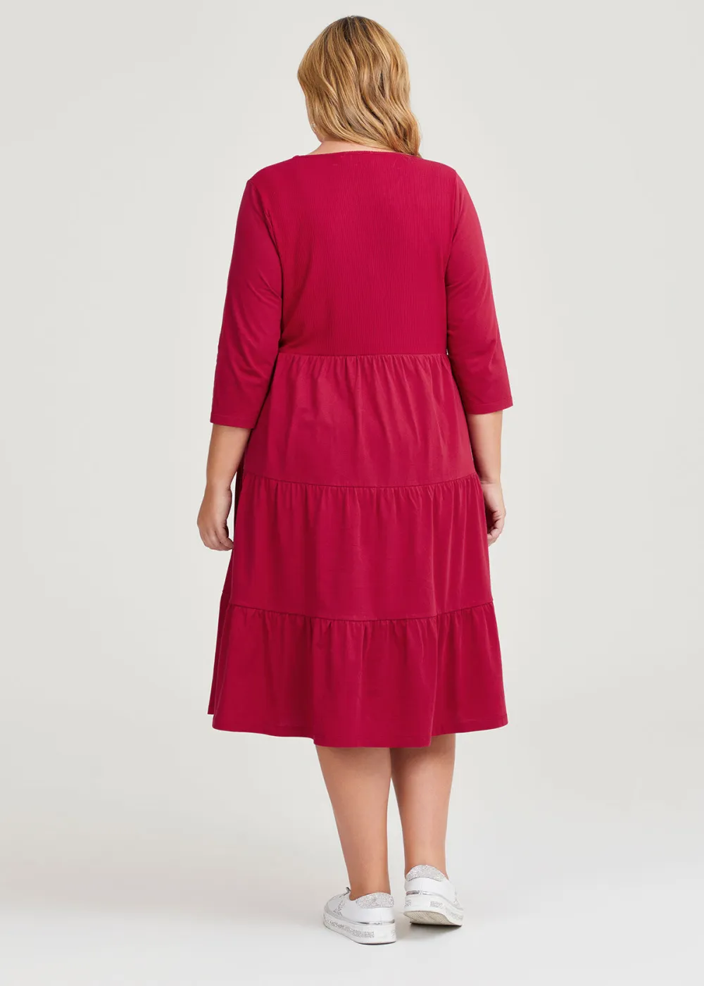 Cotton Rib Tiered Dress