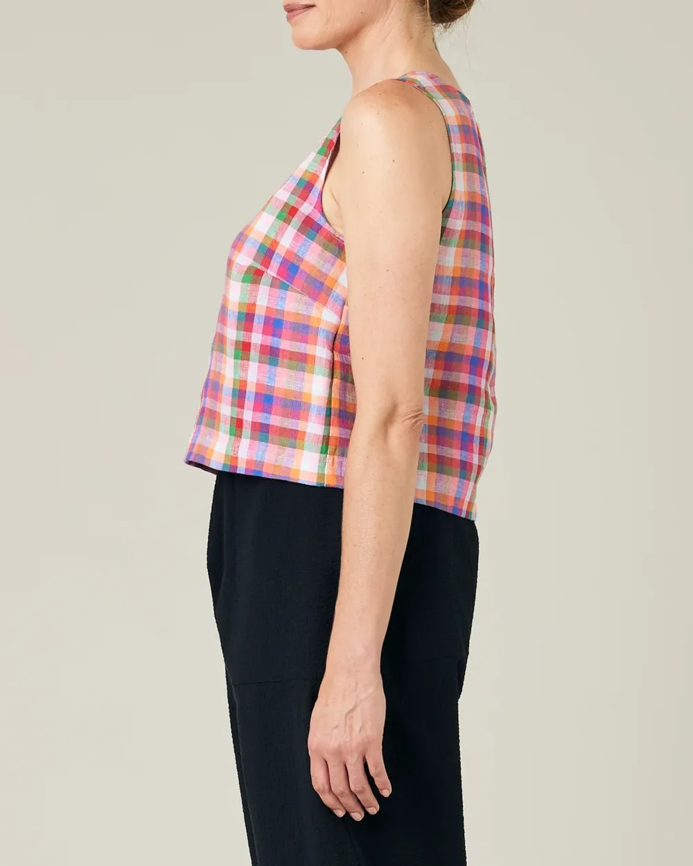 CHECK LINEN TOP