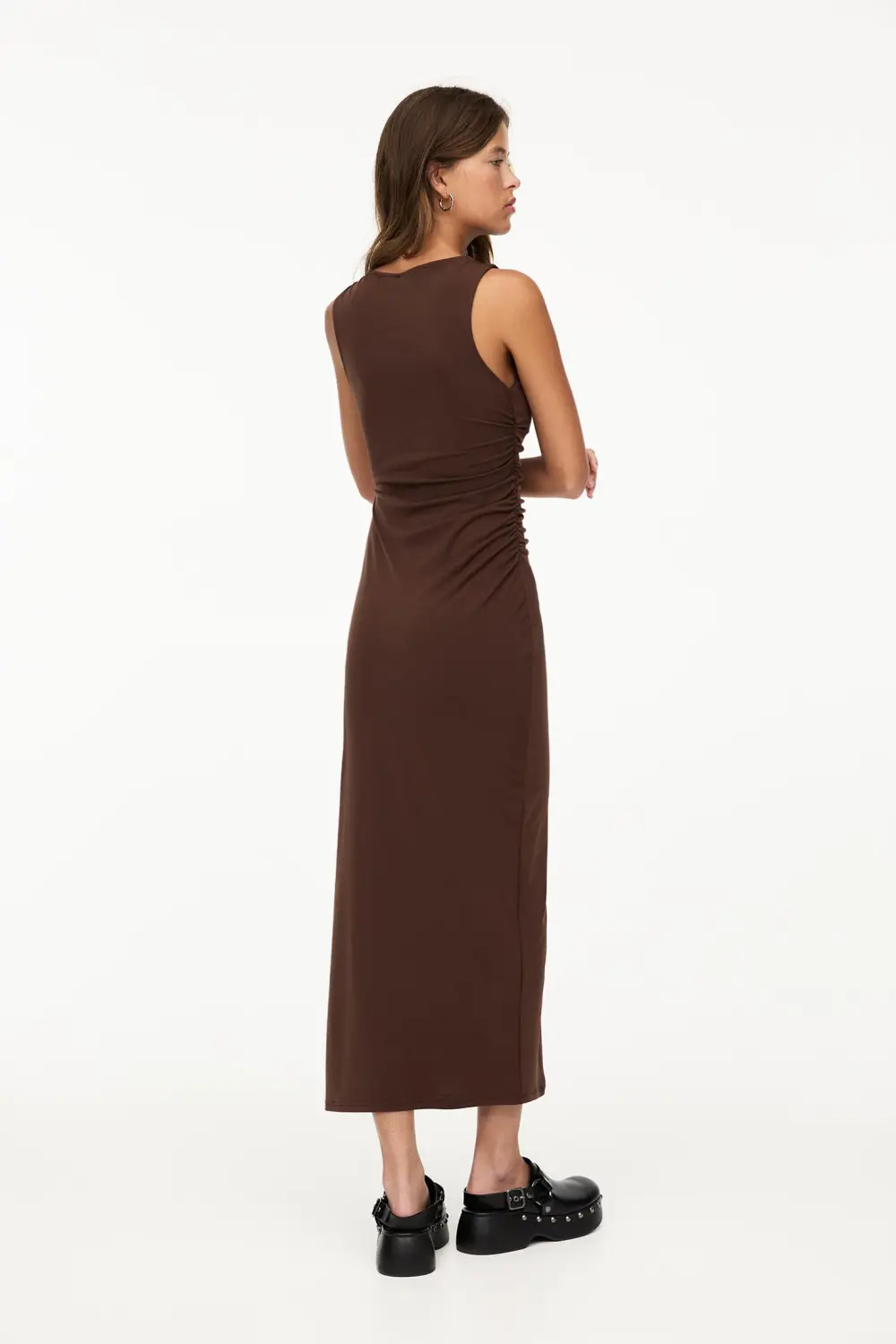Vestido midi frunces