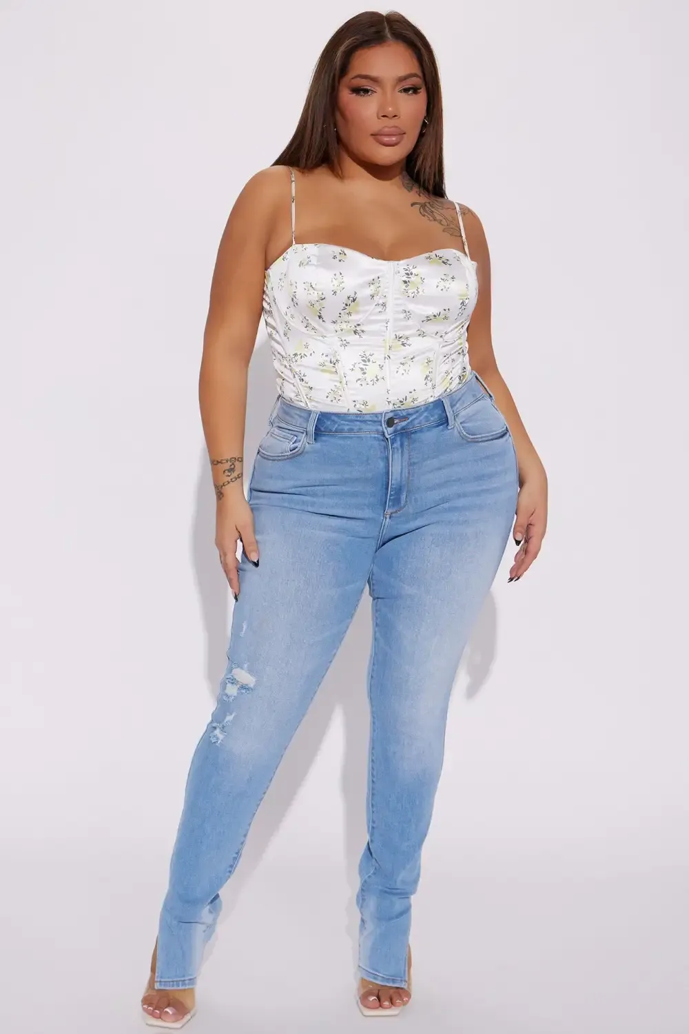 Serendipity Side Slit Soft Stretch Jeans - Light Wash