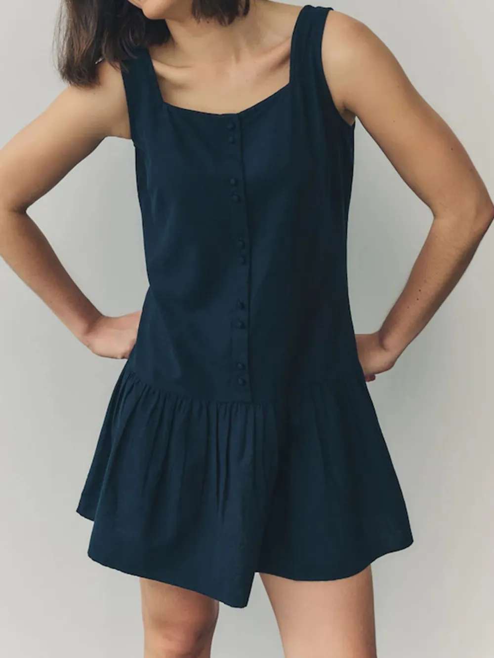 Basic Minimalist Bohemian Style Solid Color Dress
