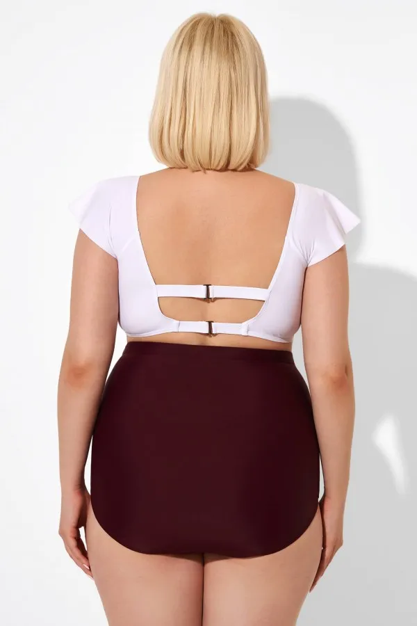 White Cap Sleeve Tie-front Bikini Top
