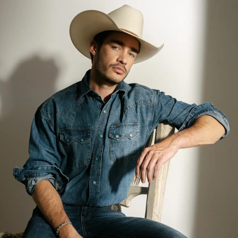 Turquoise Snap Western Denim Shirt