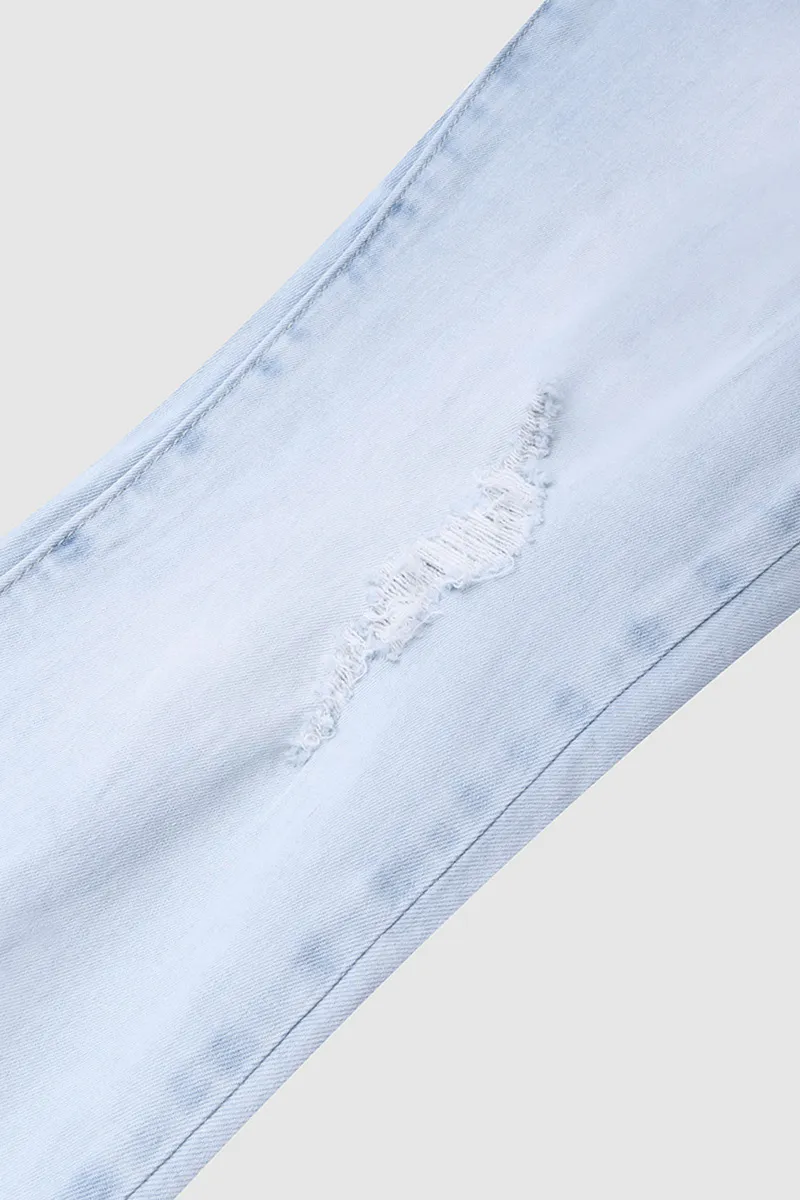 Double Button Ripped Roll Hem Mid Waist Capri Jeans
