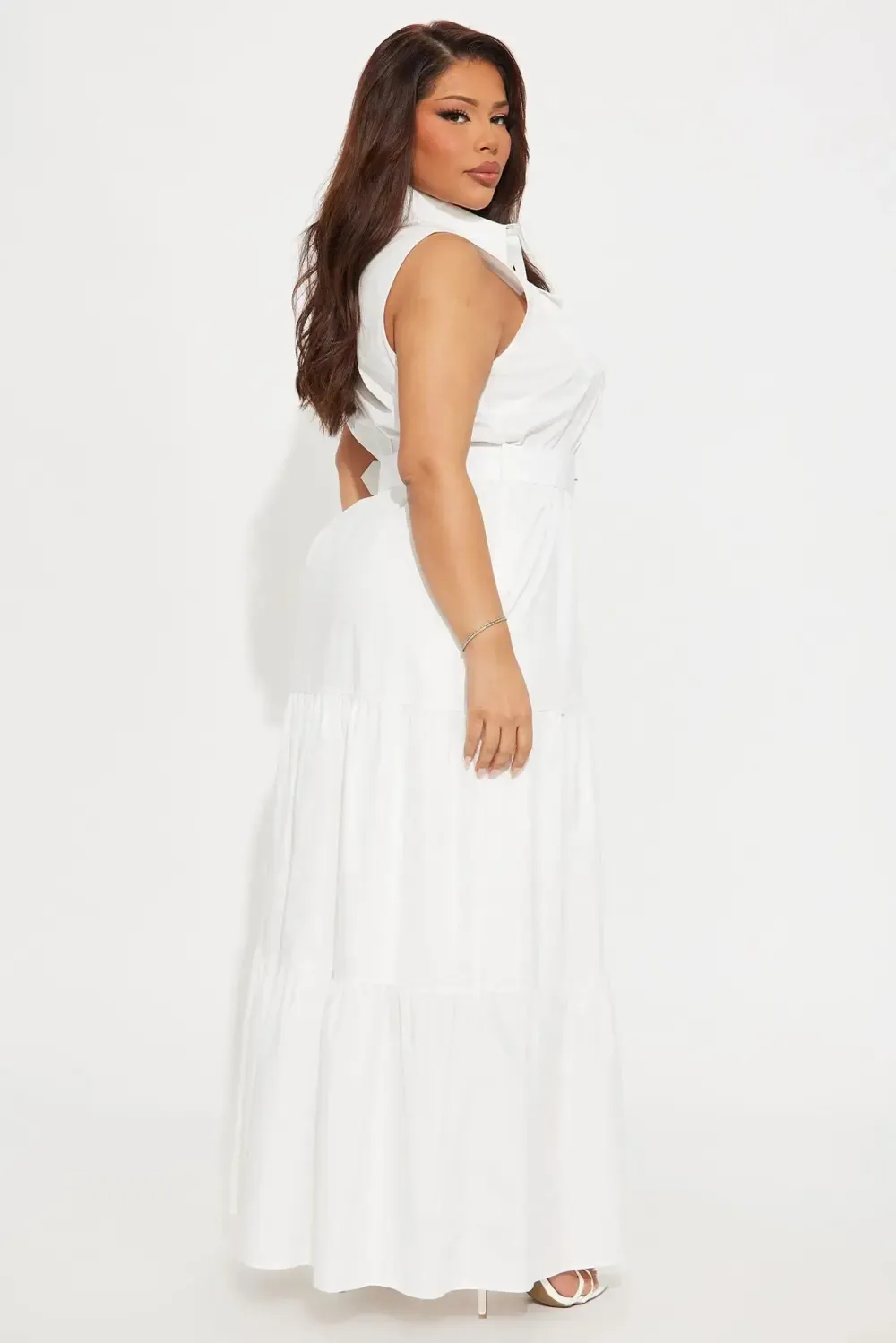 Michaela Poplin Maxi Dress - White