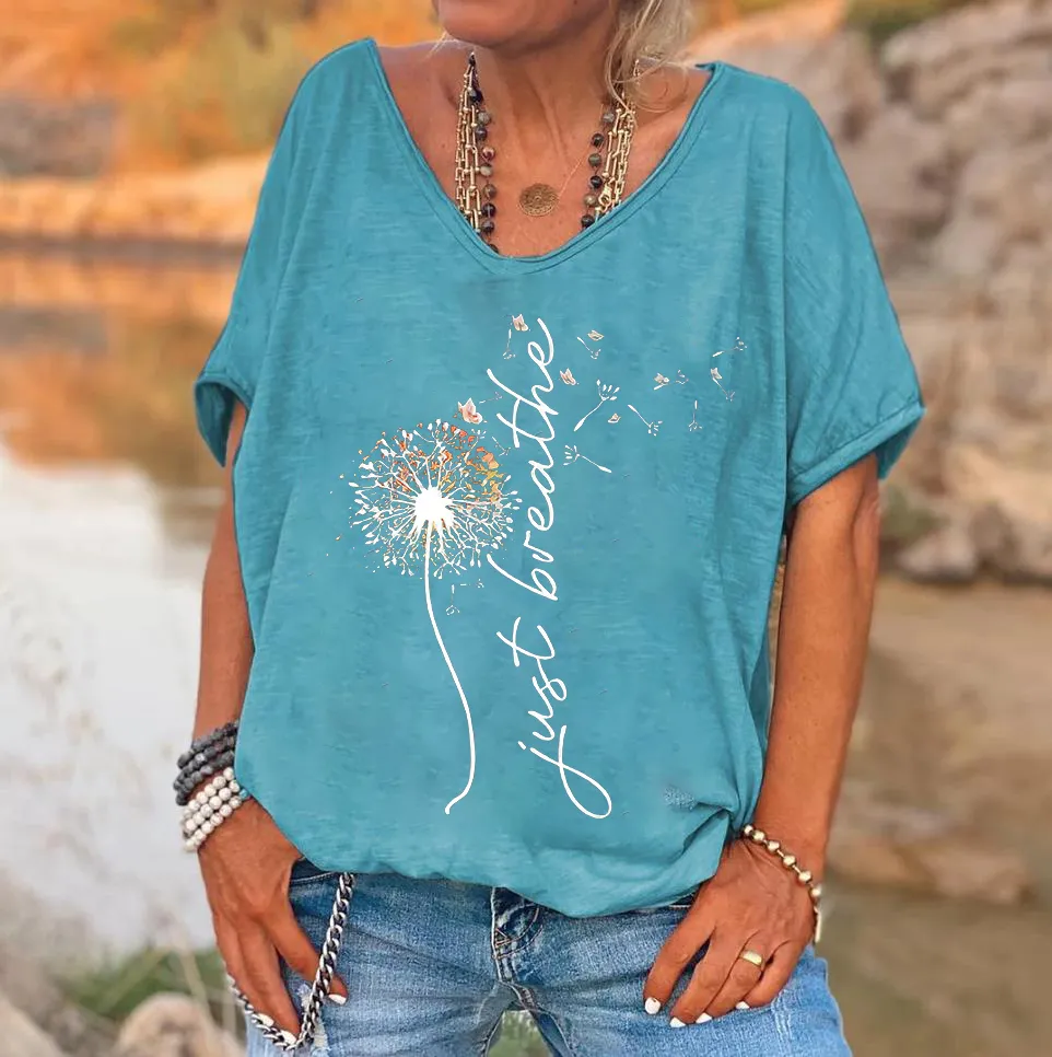 Custompupshirt Just Breathe Printed Women's T-shirt