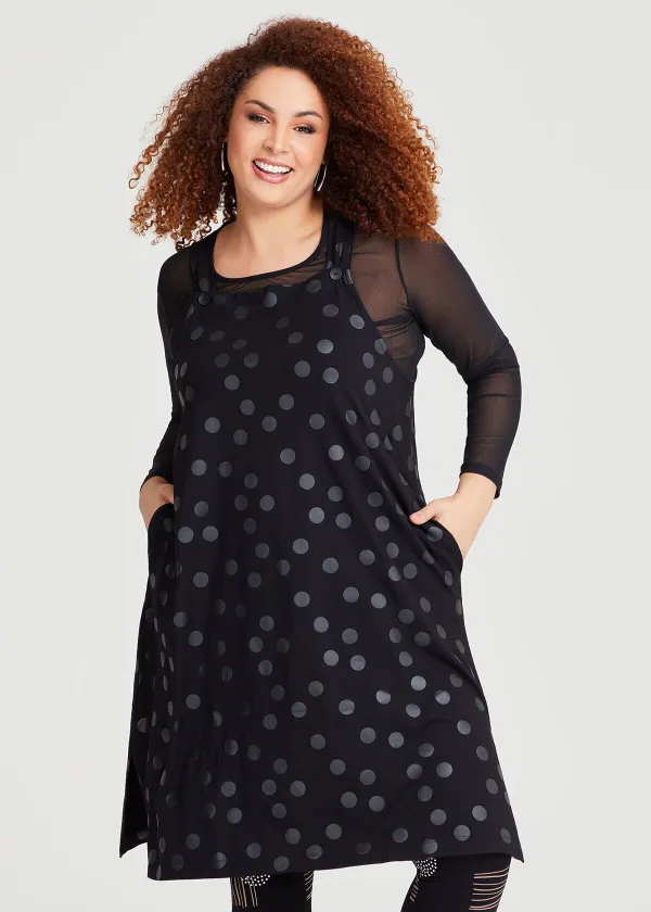 Natural Spot Pinafore Dress