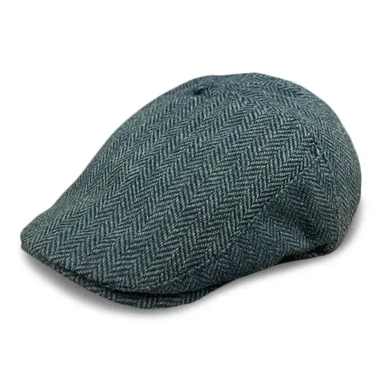 The Original 5-Panel Boston Scally Cap - Dark Olive Green Herringbone