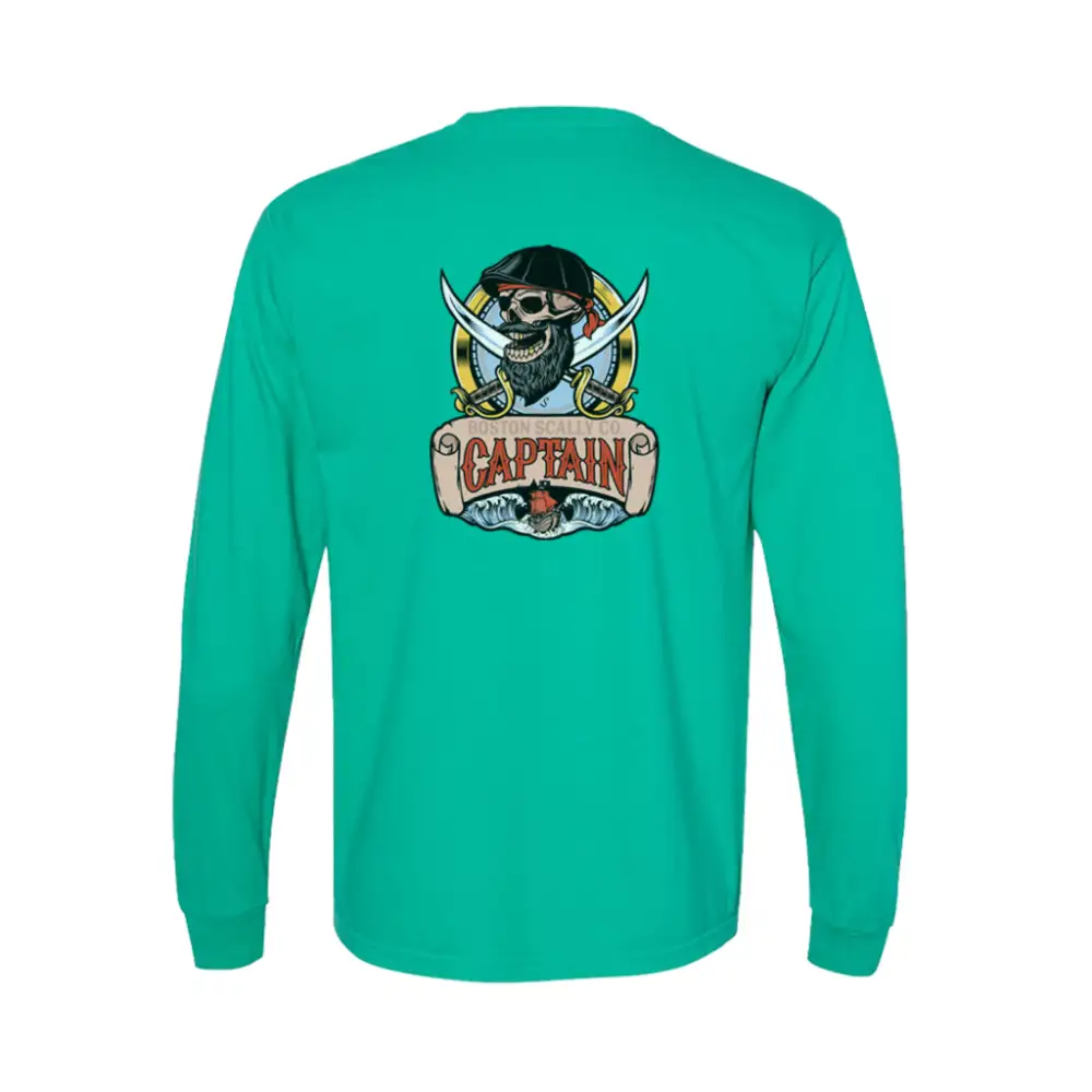 Boston Scally The Captain Long Sleeve Pocket Tee - Island Green
