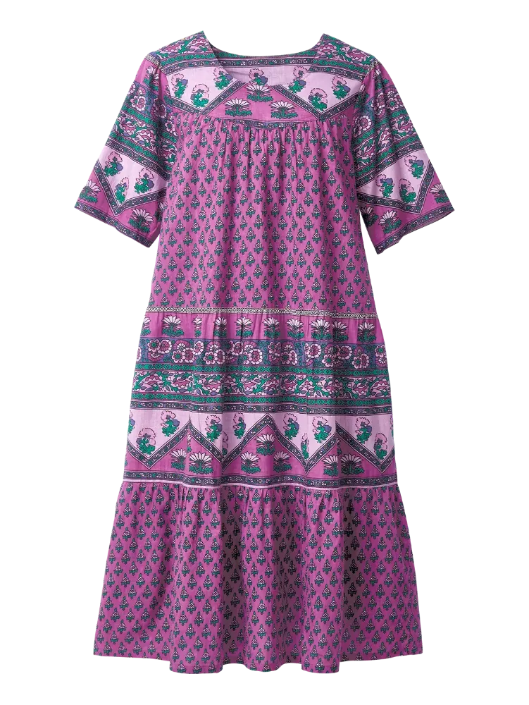 Mid-Calf Tiered Cotton Muumuu
