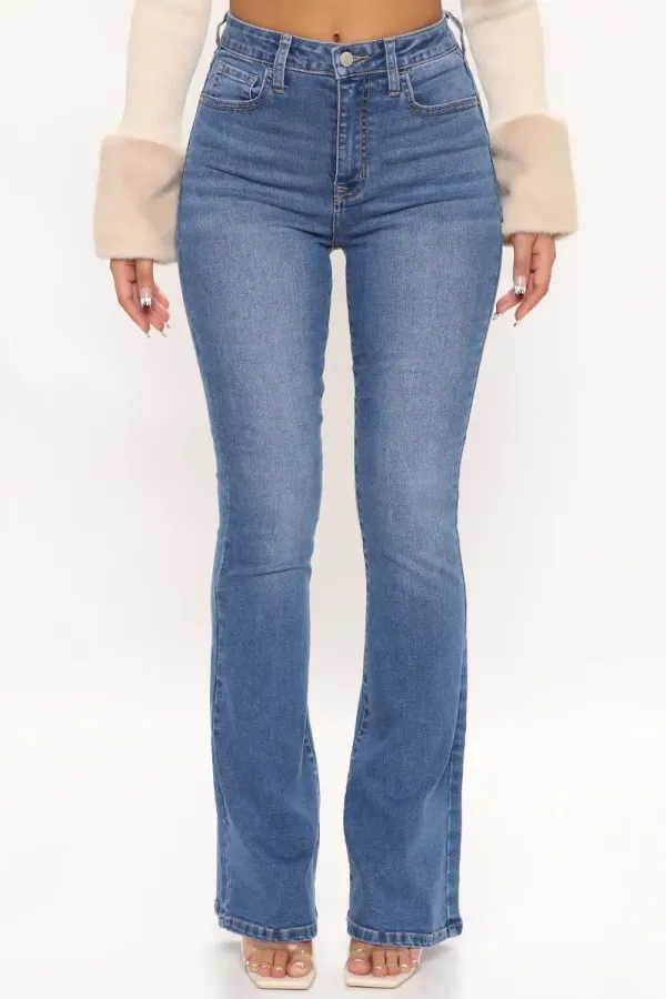 Affair Of The Flare Stretch Jeans - Medium Blue Wash