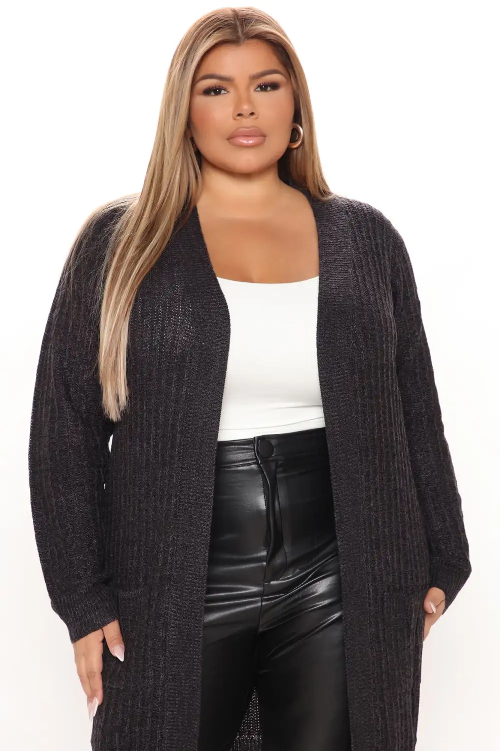Throw It On Ribbed Cardigan - Black/Charcoal