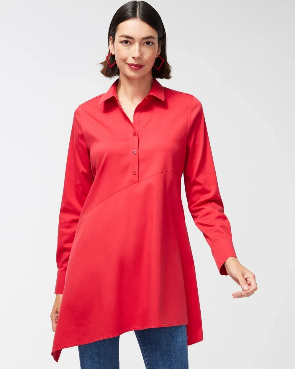 No-Iron Stretch Asymmetrical Tunic