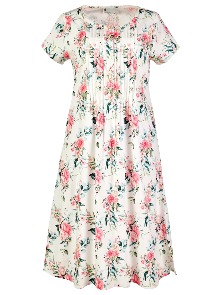 Ella Simone Bed of Roses Pintuck Nightgown