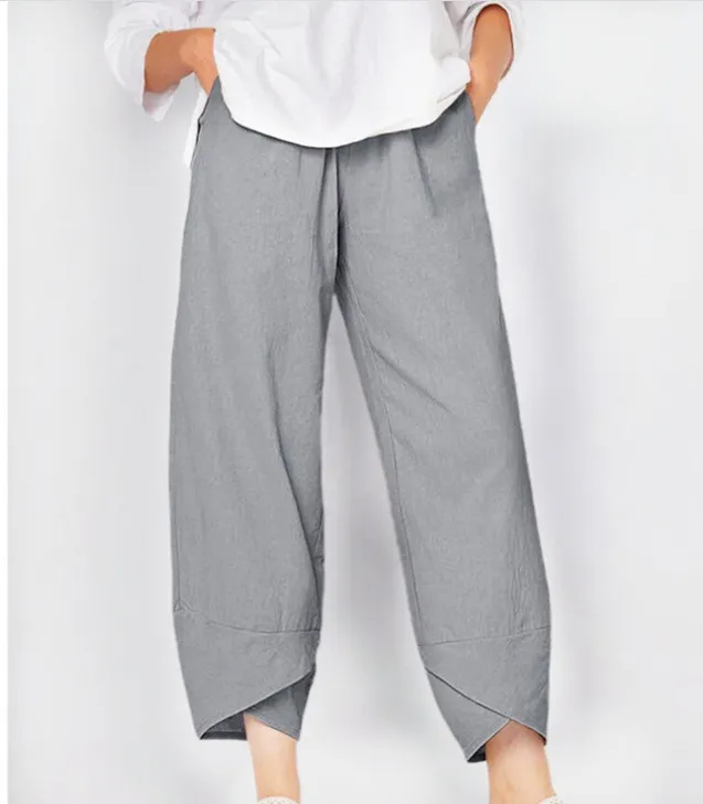 Elastic Waist Cotton Linen Loose Casual Pants