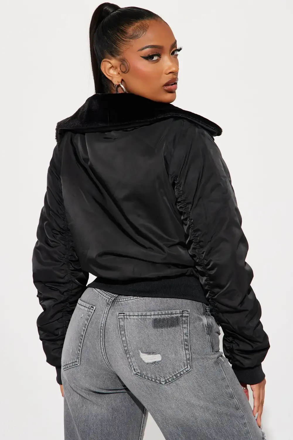 Let It Go Bomber Jacket - Black