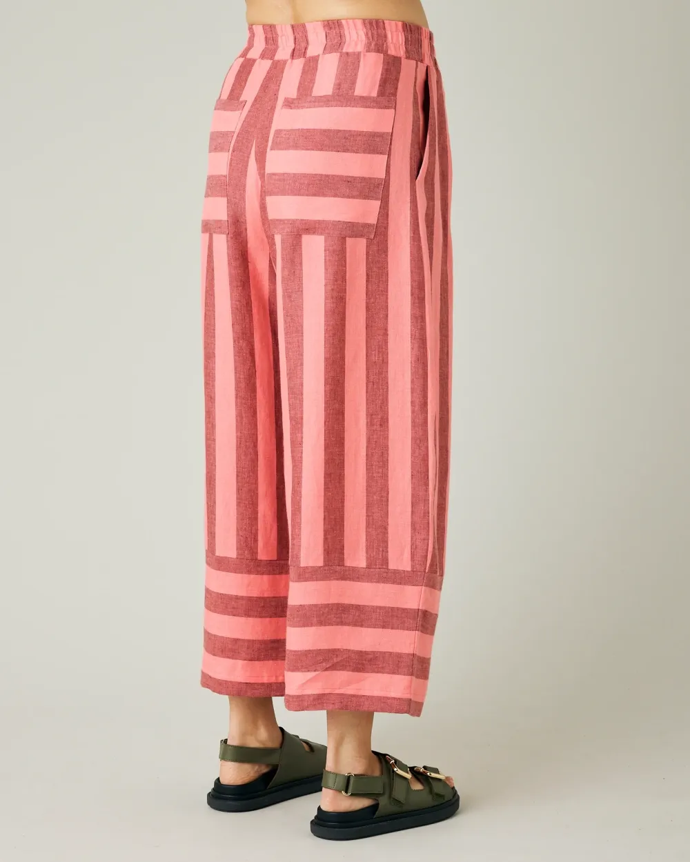 BLUSH STRIPE LINEN TROUSERS